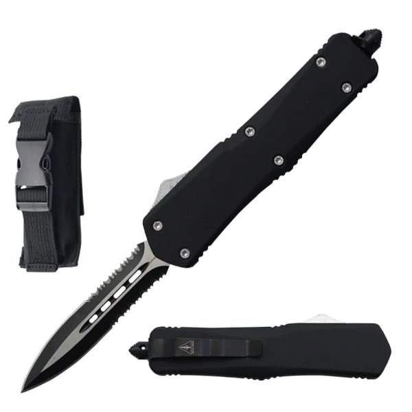 9" Black Tactical Recon Automatic Serrated OTF Combat Knife 3 9" Black Tactical Recon Automatic Serrated OTF Combat Knife