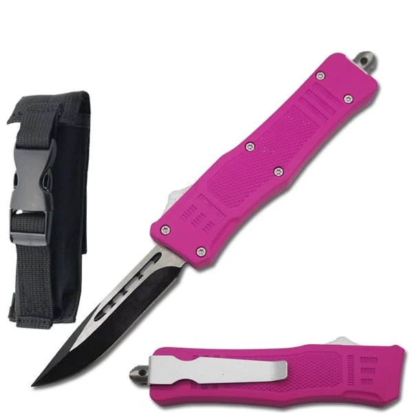 7" Street Walker Out Of The Front OTF Knife - Pink Handle 3 7" Street Walker Out Of The Front OTF Knife - Pink Handle