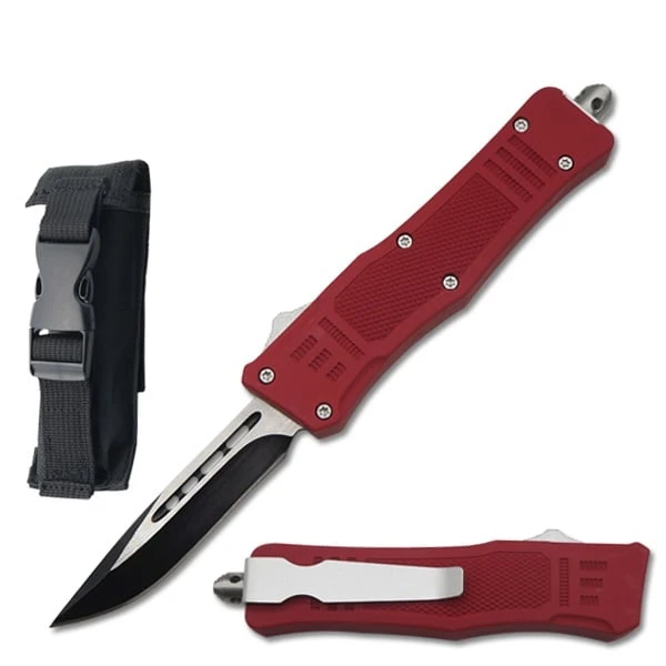 7" Street Walker Out Of The Front OTF Knife - Red Handle 3 7" Street Walker Out Of The Front OTF Knife - Red Handle