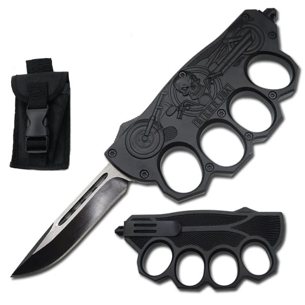 Biker USA Knuckle OTF Knife - Black Handle 3 Biker USA Knuckle OTF Knife - Black Handle