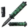 7" Cannabis Marijuana Leaf Stiletto OTF Knife 1 7" Cannabis Marijuana Leaf Stiletto OTF Knife -Knife Sales Store 168MJDP