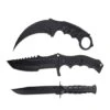 3 Pc Combo CSGO Black Tactical Fixed Blade Knife Set - Karambit, Huntsman, Combat Knife -Knife Sales Store 20 099BK3 1