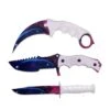 3 Pc Combo CSGO White Galaxy Tactical Fixed Blade Knife Set - Karambit, Huntsman, Combat Knife -Knife Sales Store 20 099WT3 1