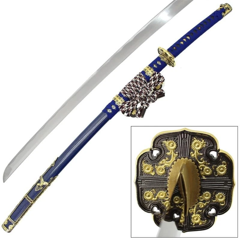Blue Japanese Tachi Ceremonial Katana Samurai Sword Hand Forged 3 Blue Japanese Tachi Ceremonial Katana Samurai Sword Hand Forged