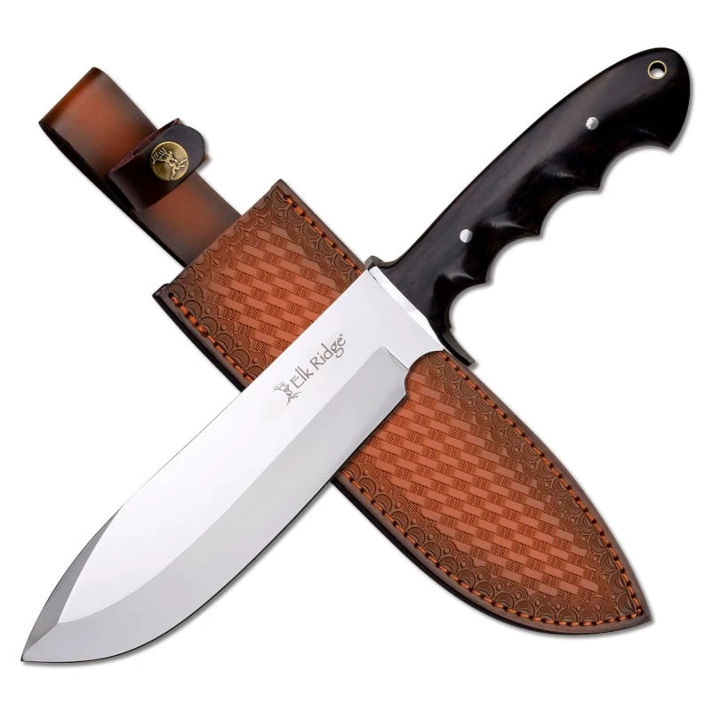 Elk Ridge Fixed Blade Hunting Knife With Leather Sheath 3 Elk Ridge Fixed Blade Hunting Knife With Leather Sheath