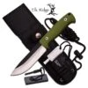 Elk Ridge BushCraft 10.5 Inch Fixed Blade Hunting Knife Olive Green Nylon Fiber Handle -Knife Sales Store ER555GN