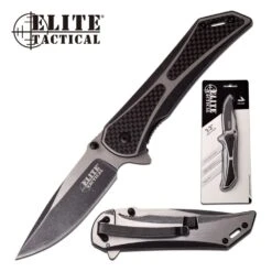 Elite Tactical Manual Folding Pocket Knife Black Handle