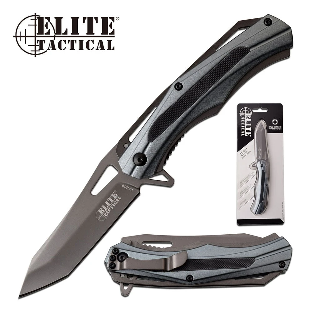 Elite Tactical Manual Folding Pocket Knife Gray Aluminum And G10 Handle 3 Elite Tactical Manual Folding Pocket Knife Gray Aluminum And G10 Handle