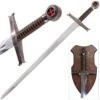 Crusader Knight Templar Red Cross Sword With Wall Mount -Knife Sales Store FL199117 1