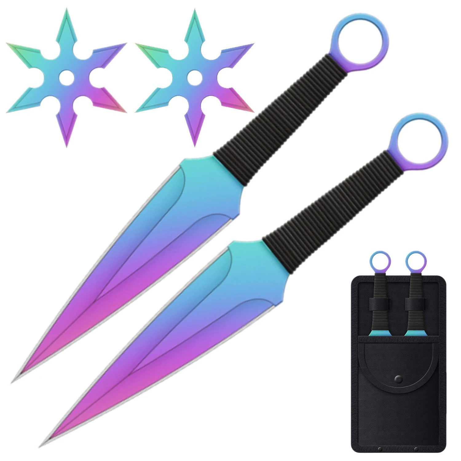4 PC Rainbow Ninja Throwing Knives Combo Star Shuriken Set 3 4 PC Rainbow Ninja Throwing Knives Combo Star Shuriken Set