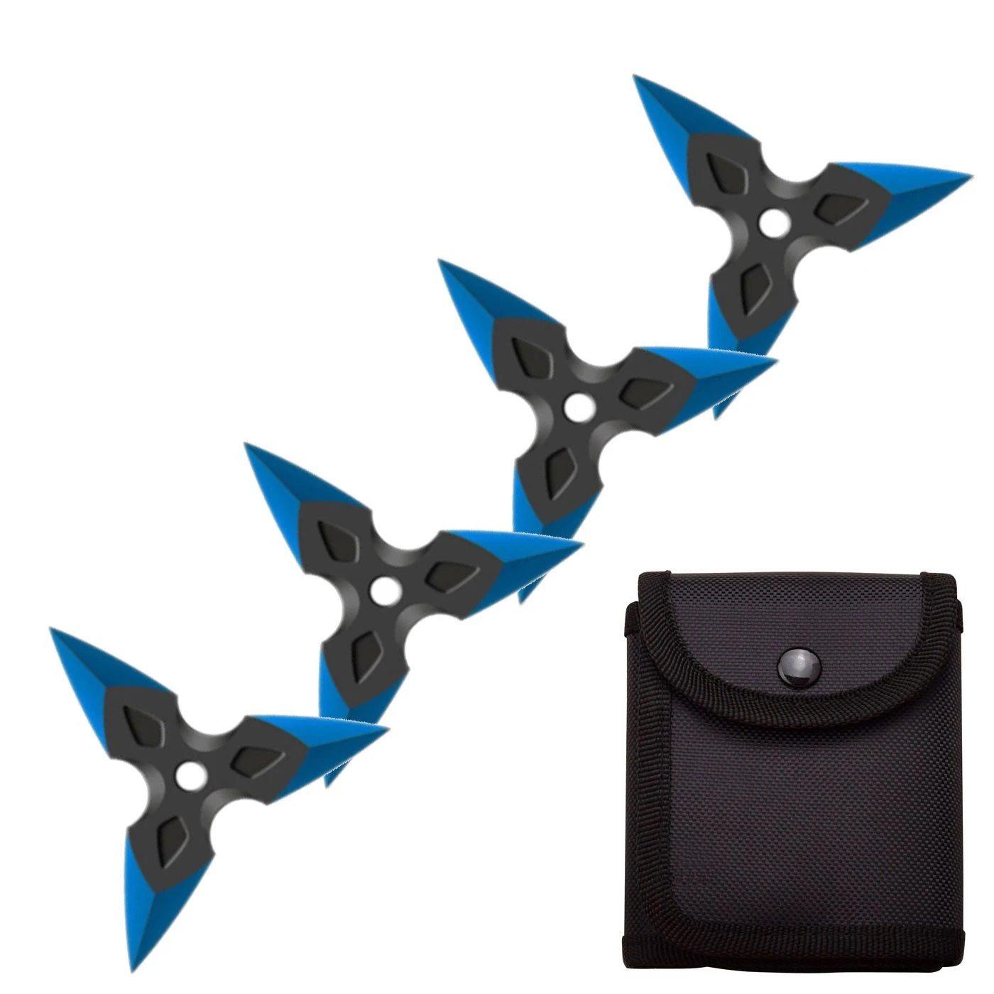 4 Pc Black/Blue Finish Three-Pointed Triangle Throwing Ninja Stars Shuriken 3 4 Pc Black/Blue Finish Three-Pointed Triangle Throwing Ninja Stars Shuriken