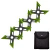 4 Pc Black/Green Finish Four-Pointed X Throwing Ninja Stars Shuriken -Knife Sales Store FL20706 3