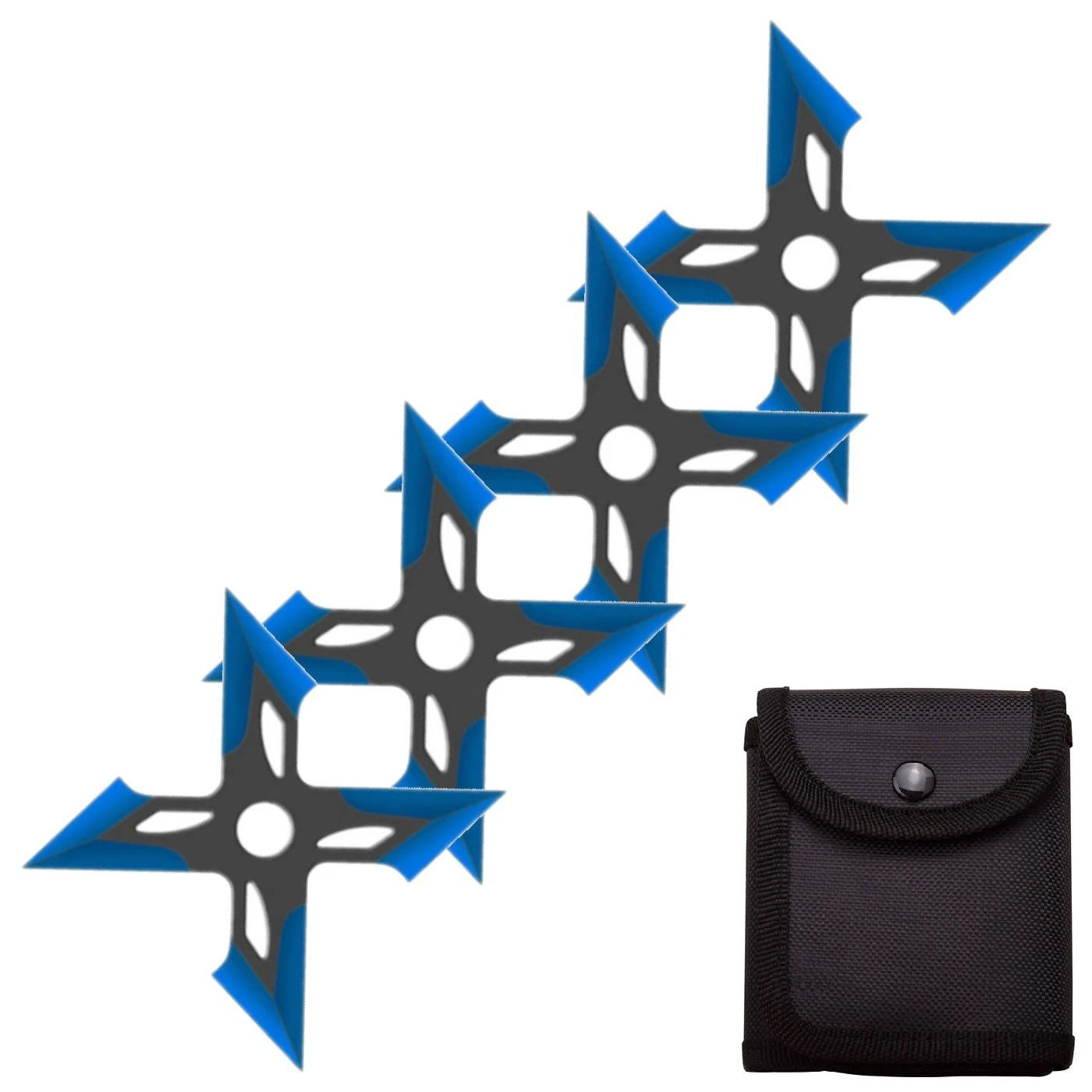 4 Pc Black/Blue Finish Four-Pointed X Throwing Ninja Stars Shuriken 3 4 Pc Black/Blue Finish Four-Pointed X Throwing Ninja Stars Shuriken