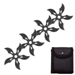 4 PC Set Black Ninja Throwing Stars Anime Shuriken Knife Curve Blade Five-Sided