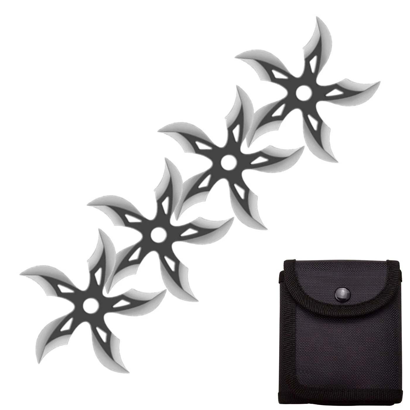 4 PC Set Black/Stain Finish Ninja Throwing Stars Shuriken Knife Curve Blade Five-Sided 3 4 PC Set Black/Stain Finish Ninja Throwing Stars Shuriken Knife Curve Blade Five-Sided
