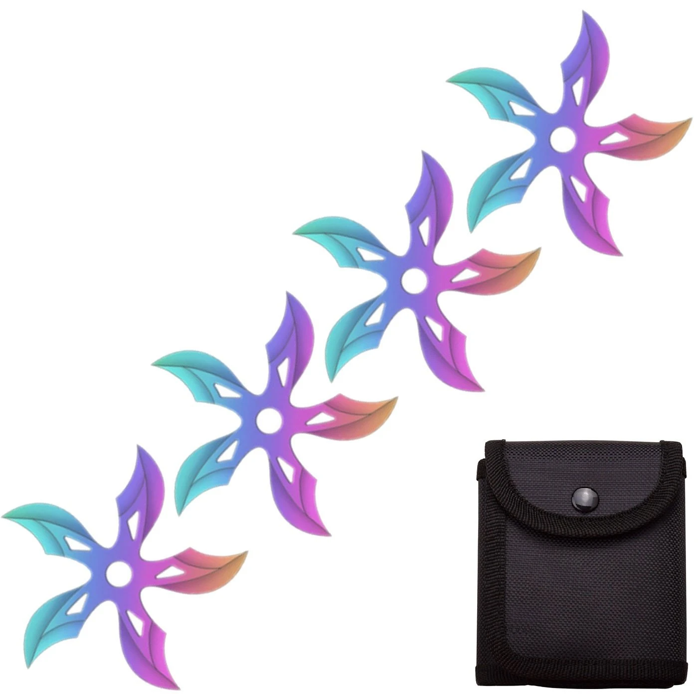 4 PC Set Titanium Finish Ninja Throwing Stars Shuriken Knife Curve Blade Five-Sided 3 4 PC Set Titanium Finish Ninja Throwing Stars Shuriken Knife Curve Blade Five-Sided