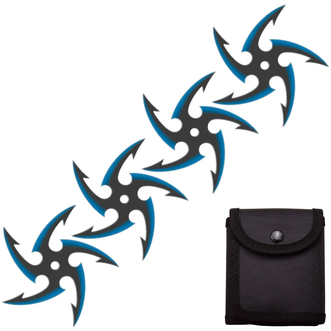 4 PC Set Black/Blue Finish Cyclone Ninja Throwing Stars Shuriken Knife Five-Sided 2 4 PC Set Black/Blue Finish Cyclone Ninja Throwing Stars Shuriken Knife Five-Sided