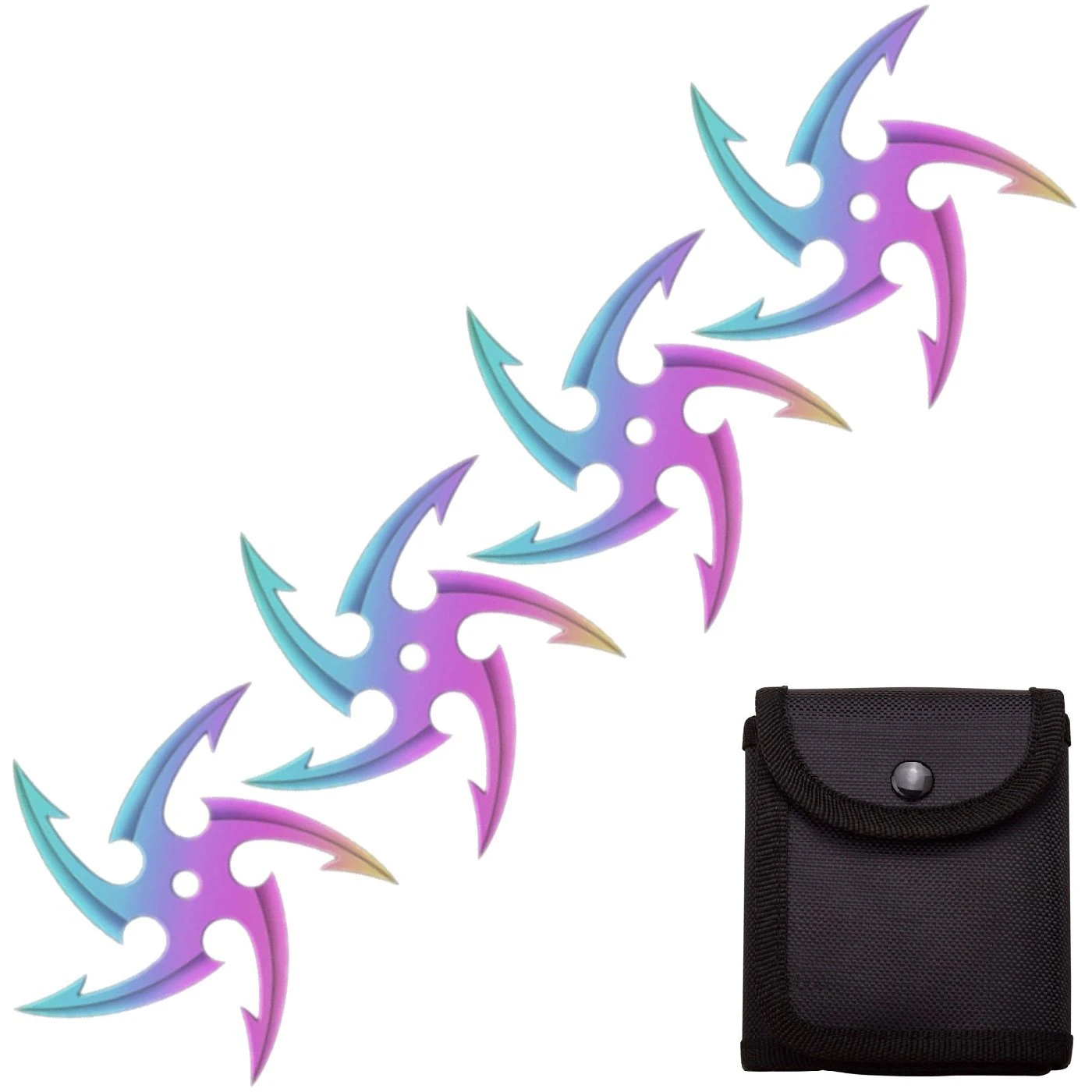 4 PC Set Titanium Finish Cyclone Ninja Throwing Stars Shuriken Knife Five-Sided 3 4 PC Set Titanium Finish Cyclone Ninja Throwing Stars Shuriken Knife Five-Sided