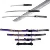 3pc Blue Dragon Japanese Katana Samurai Sword Set Carbon Steel Blade Bushido Stand -Knife Sales Store FL22928 1 1
