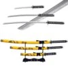 3pc Yellow Dragon Japanese Katana Samurai Sword Set Carbon Steel Blade Bushido Stand -Knife Sales Store FL22928 4 1