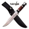 Survivor 12 Inch Satin Finished Fixed Blade Knife - Black Brown Wood Handle 2 Survivor 12 Inch Satin Finished Fixed Blade Knife - Black Brown Wood Handle -Knife Sales Store HK781L