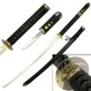 Black And Gold Samurai Katana Sword With Hidden Tanto -Knife Sales Store JS647B