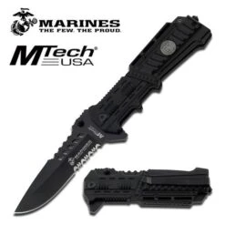 Official Licensed Marines Black Rifle Design Spring Assisted Opening Knife