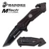 Marines Mtech Tactical Spring Assisted Folding Knife - Black Handle With Medallion -Knife Sales Store MA1033BK