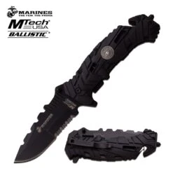 Marines MTech USA Spring Assisted Knife Tactical Black Handle