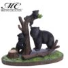 Home Decor Resin Black Bear With Cubs Display With Stand -Knife Sales Store MC024BR