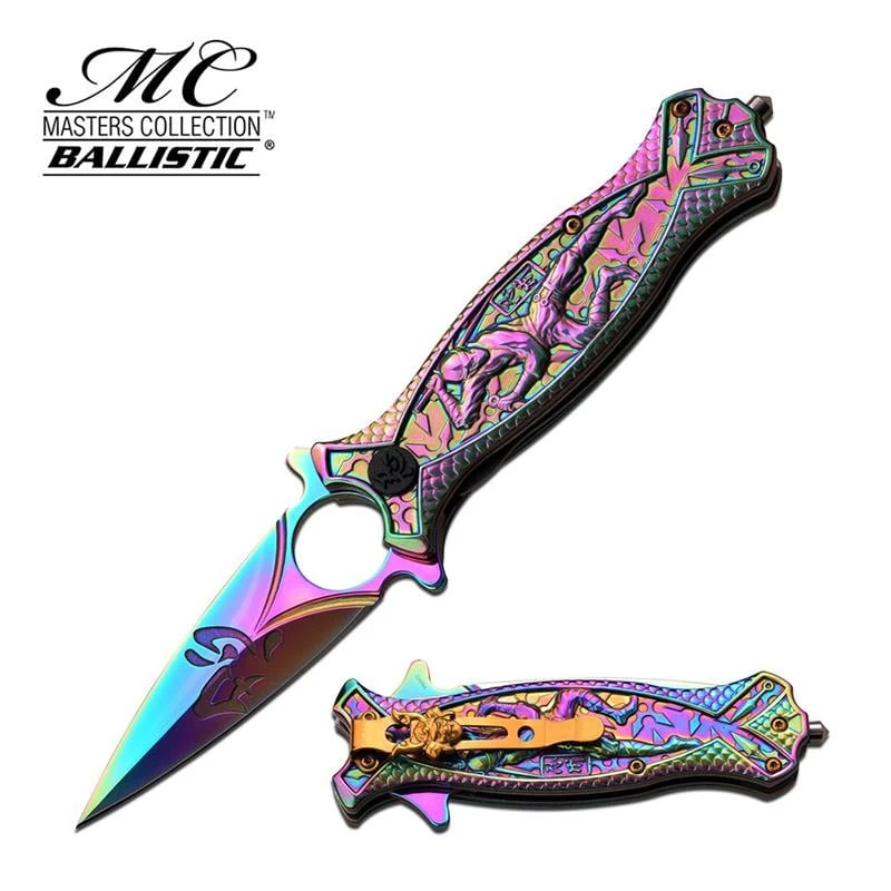 Master Collection Ballistic Ninja Spring Assisted Knife Rainbow Ti-Coated 3 Master Collection Ballistic Ninja Spring Assisted Knife Rainbow Ti-Coated