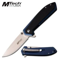 Pocket Knife Frame Lock System 4.75 Inch Black Blue Handle