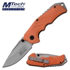 Mtech Pocket Knife 7.75 Inch Spring Assisted Knife Orange Handle