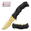 MTech USA Xtreme Ballistic Spring Assisted Knife Titanium Gold Blade Black Handle -Knife Sales Store MXA805GD