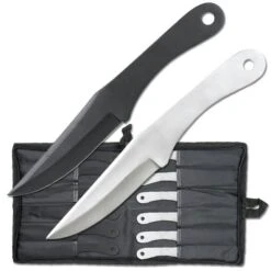 8.5 Inch Overall Length Black And Silver Throwing Knife 12 Piece Set