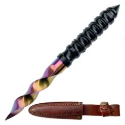 Handmade Cyclone Rainbow Tri-Edged Spiraling Dagger Knife