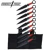 9 Piece Black Stainless Steel Ninja Throwing Knives With Sheath - 6 Inch Overall