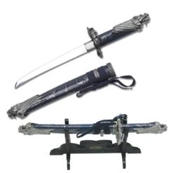 Mini Sword Dragon Tanto Sword Letter Opener - Blue