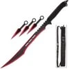 Red Ninja Sword Full Tang Machete Tactical Blade 3 Pcs Kunai Throwing Knife Set -Knife Sales Store SI20718 1