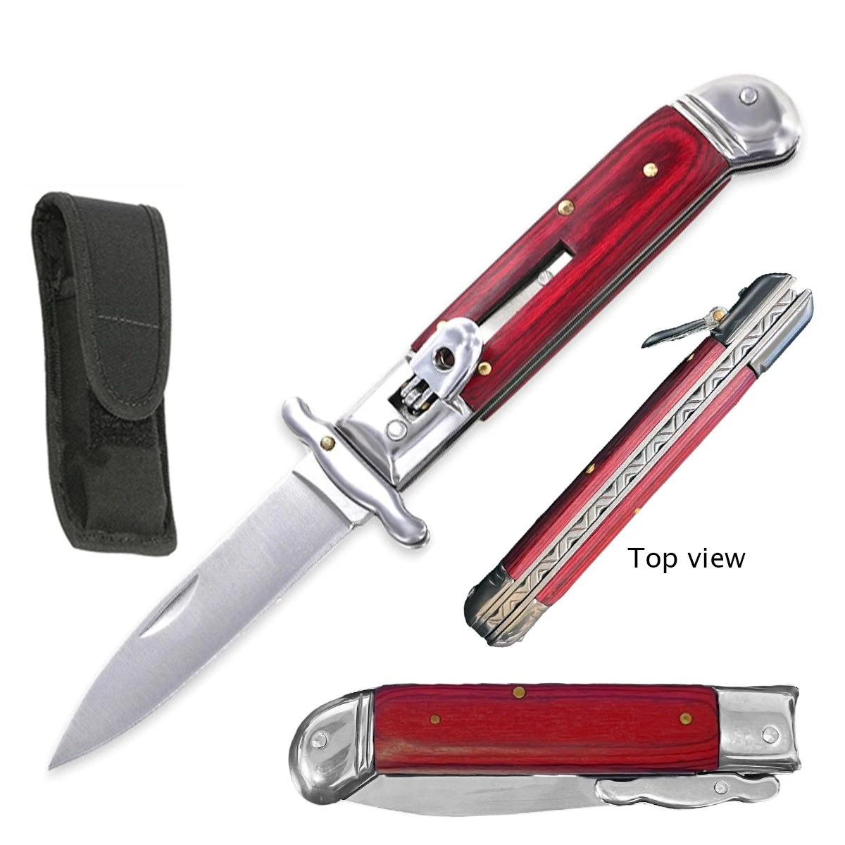 Pakkawood Handle Automatic Lever Lock Stiletto Knife 3 Pakkawood Handle Automatic Lever Lock Stiletto Knife