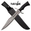 Survivor Fixed Blade Knife 17.25 Inch Bowie Survival Knife Black Handle -Knife Sales Store SV FIX011BK