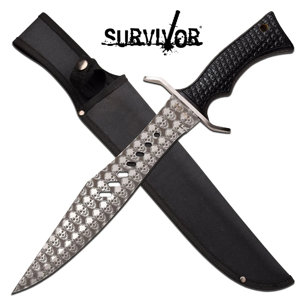 Survivor Fixed Blade Knife 17.25 Inch Bowie Survival Knife Black Handle 3 Survivor Fixed Blade Knife 17.25 Inch Bowie Survival Knife Black Handle