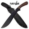 Survivor 22 Inch Machete Survival Knife With Wood Handle And Sheath -Knife Sales Store SV MHT008BK