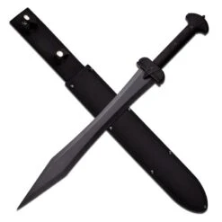 Fantasy Sword 24 Inch Overall 3MM Thick Black Finish Blade Fighters Sword