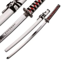 Dragon Samurai Katana Sword - Black And White Cord Wrapped Handle