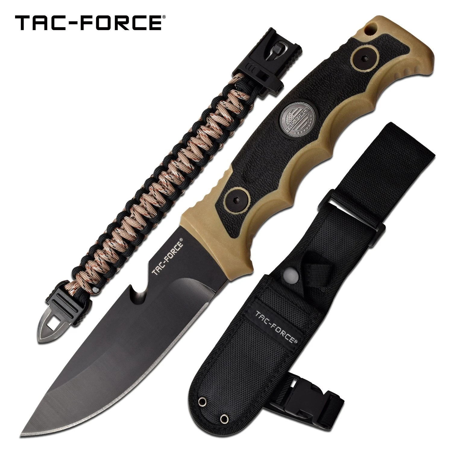 Camping Adventure Fixed Blade Survival Knife Tan Black Handle 2 Camping Adventure Fixed Blade Survival Knife Tan Black Handle