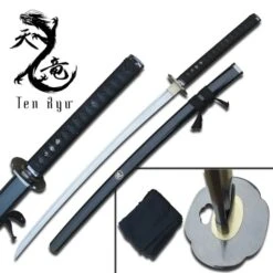 41 Inch Reverse Blade Hand Forged Samurai Katana Sword With Black Scabbard