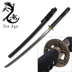 Ten Ryu 42 Inch Handmade 1045 Carbon Steel Blade Samurai Sword Black