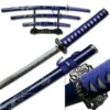 3 Piece Samurai Sword Set - Blue Carved Dragon On Scabbard -Knife Sales Store YK58BLD4