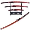 3 Piece Burgundy Lacquer Finished Japanese Katana Sword Set -Knife Sales Store YK58R4.1